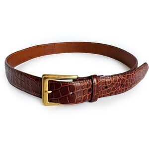 BOSCA for Wilsons Wide Belt Embossed Croc Stamp Leather Size 30